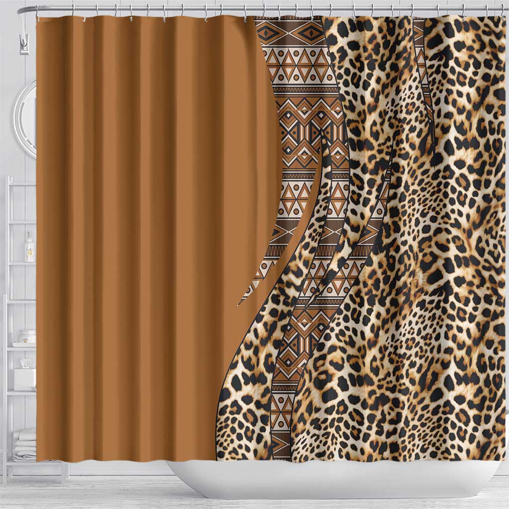 Africa Leopard Mix Native Tribal Pattern Shower Curtain