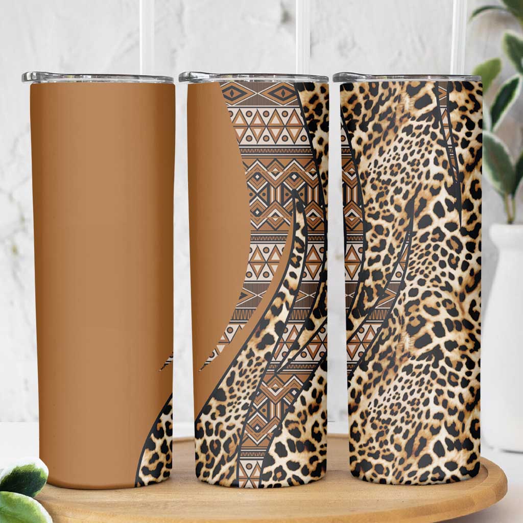 Africa Leopard Mix Native Tribal Pattern Skinny Tumbler - Wonder Print Shop