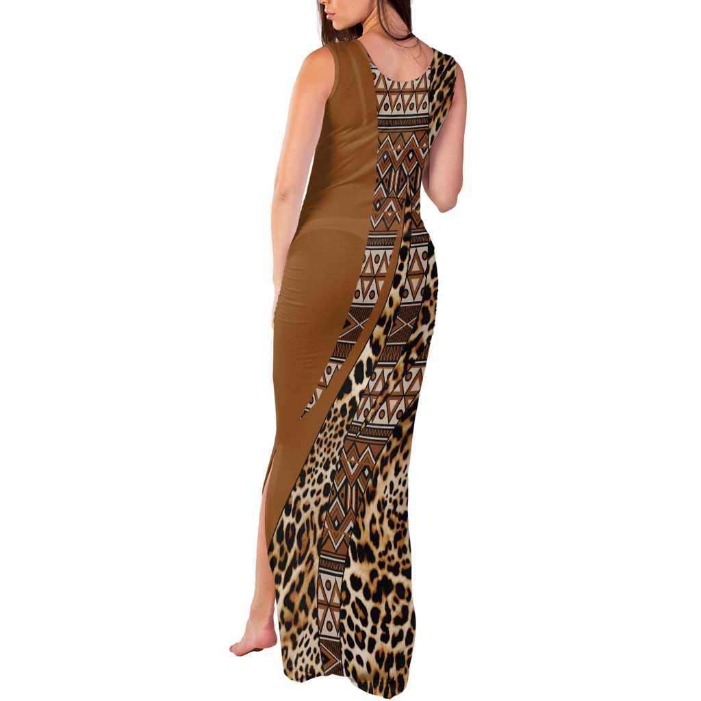 Africa Leopard Mix Native Tribal Pattern Tank Maxi Dress - Wonder Print Shop