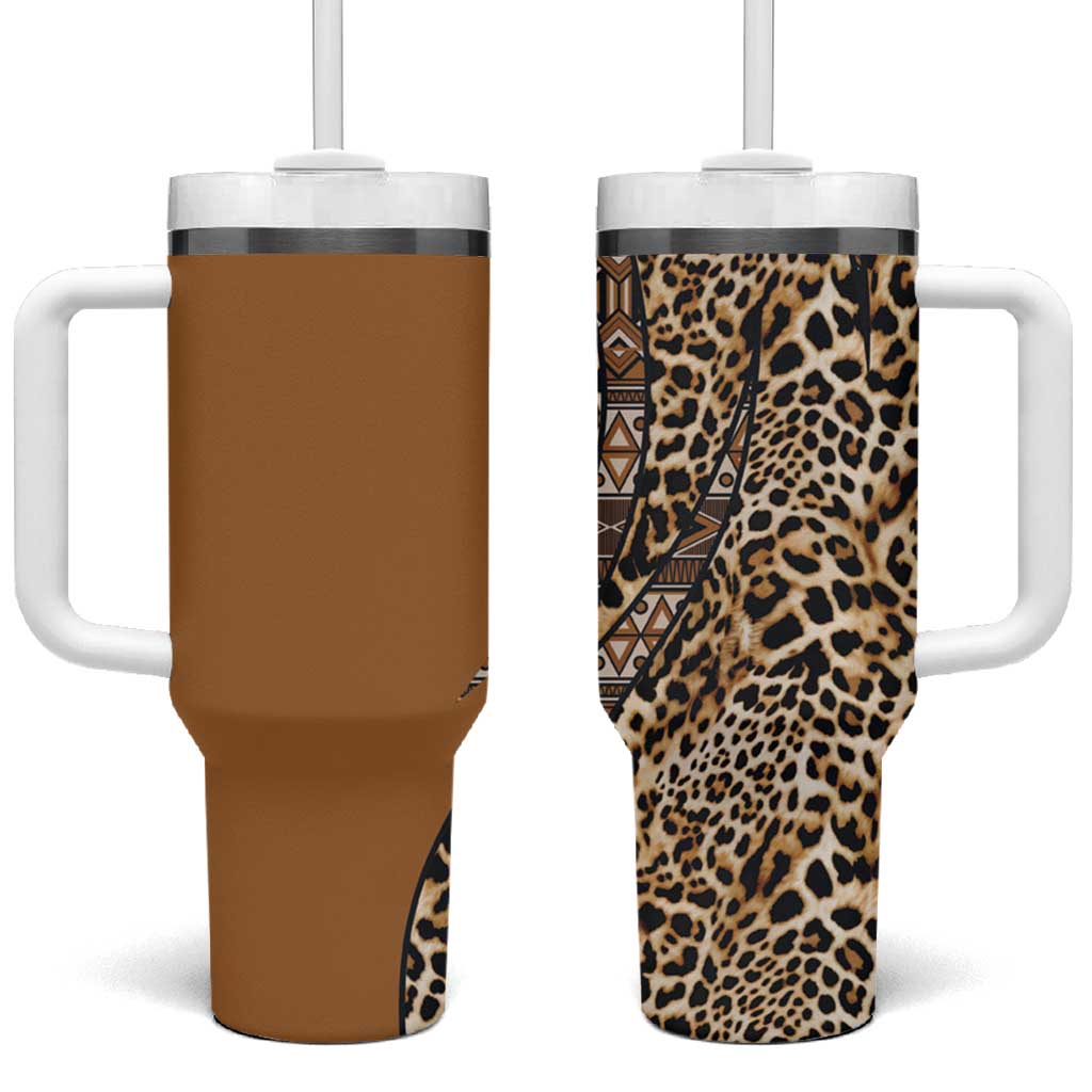 Africa Leopard Mix Native Tribal Pattern Tumbler With Handle - Wonder Print Shop