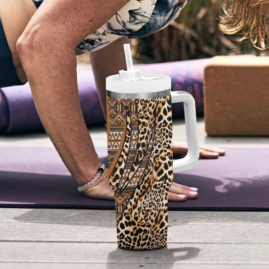 Africa Leopard Mix Native Tribal Pattern Tumbler With Handle - Wonder Print Shop