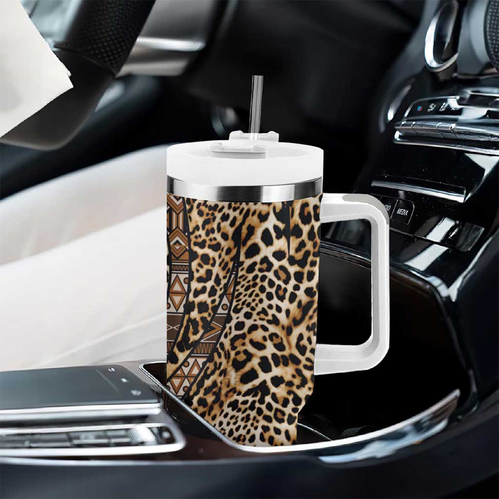 Africa Leopard Mix Native Tribal Pattern Tumbler With Handle - Wonder Print Shop