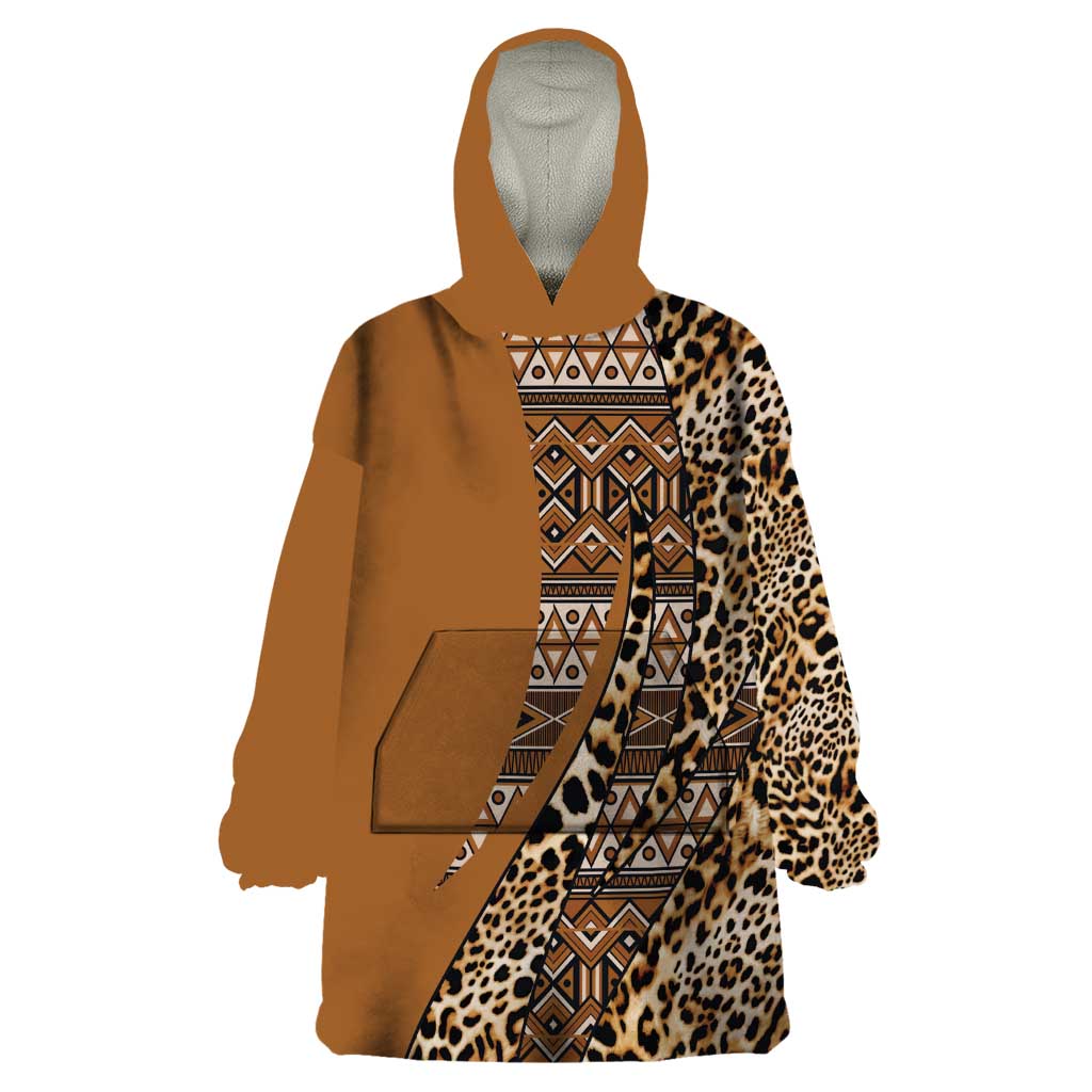 Africa Leopard Mix Native Tribal Pattern Wearable Blanket Hoodie - Wonder Print Shop