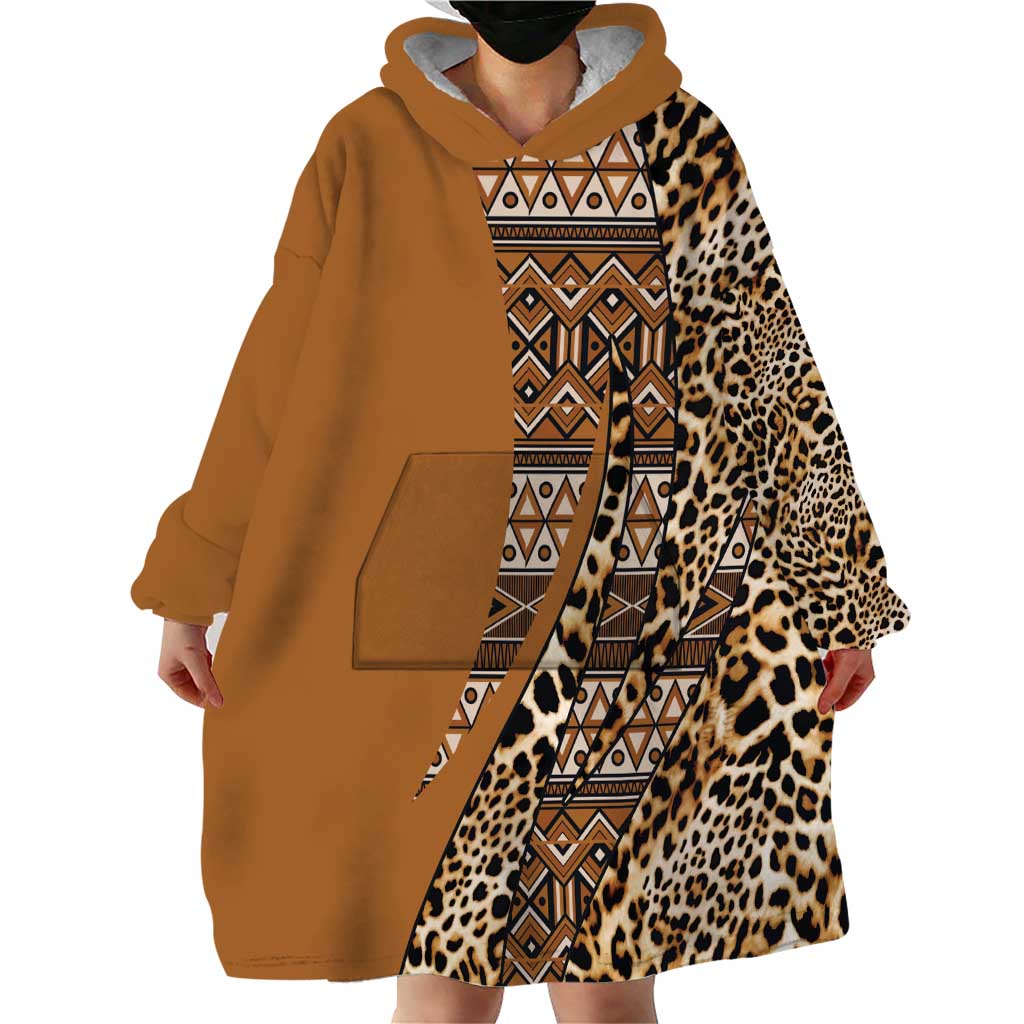 Africa Leopard Mix Native Tribal Pattern Wearable Blanket Hoodie - Wonder Print Shop