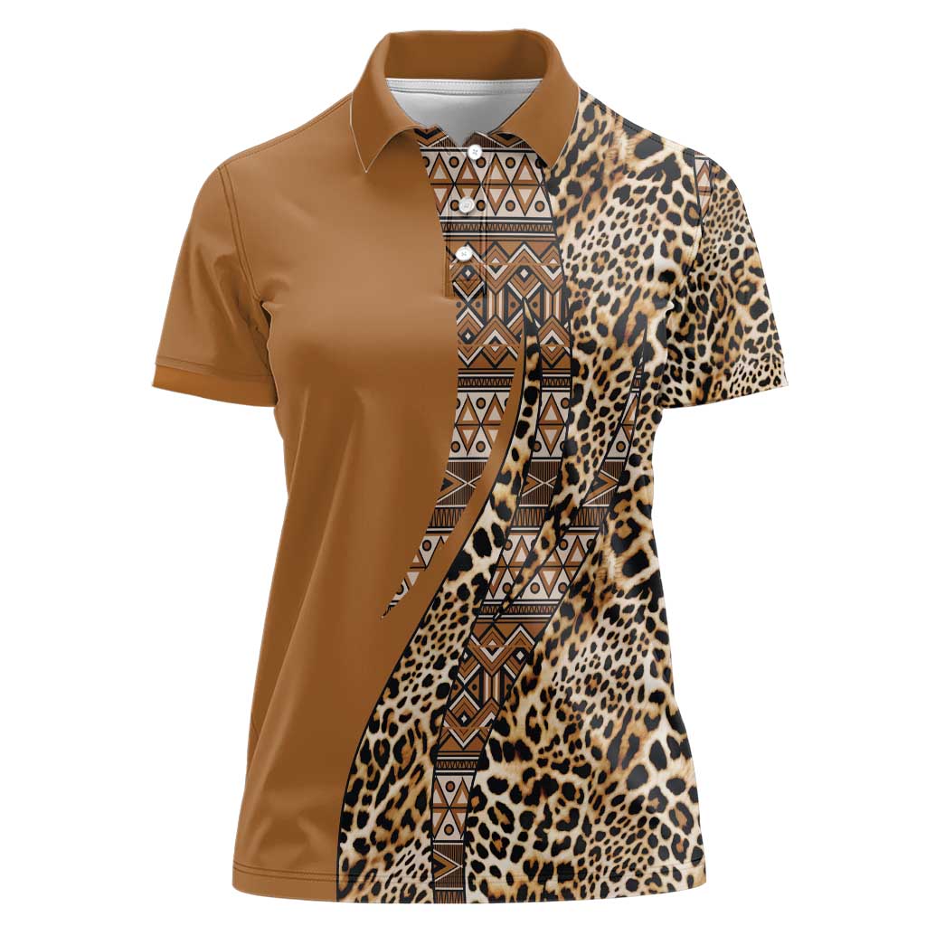 Africa Leopard Mix Native Tribal Pattern Women Polo Shirt - Wonder Print Shop