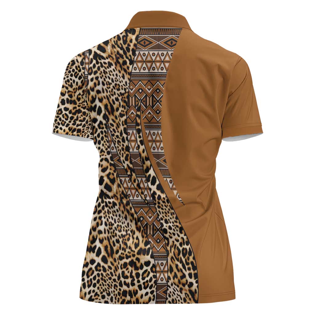 Africa Leopard Mix Native Tribal Pattern Women Polo Shirt - Wonder Print Shop