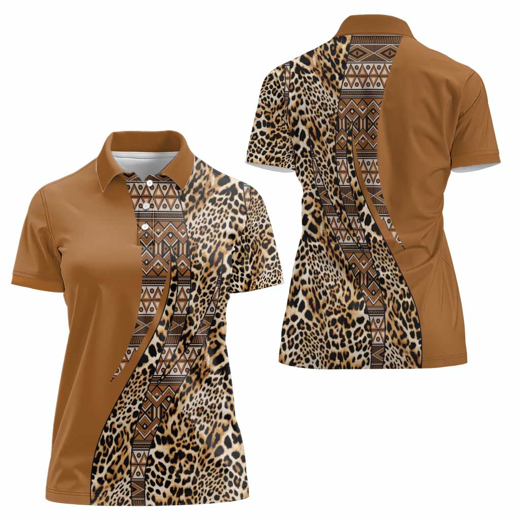 Africa Leopard Mix Native Tribal Pattern Women Polo Shirt - Wonder Print Shop