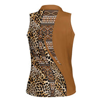 Africa Leopard Mix Native Tribal Pattern Women Sleeveless Polo Shirt - Wonder Print Shop
