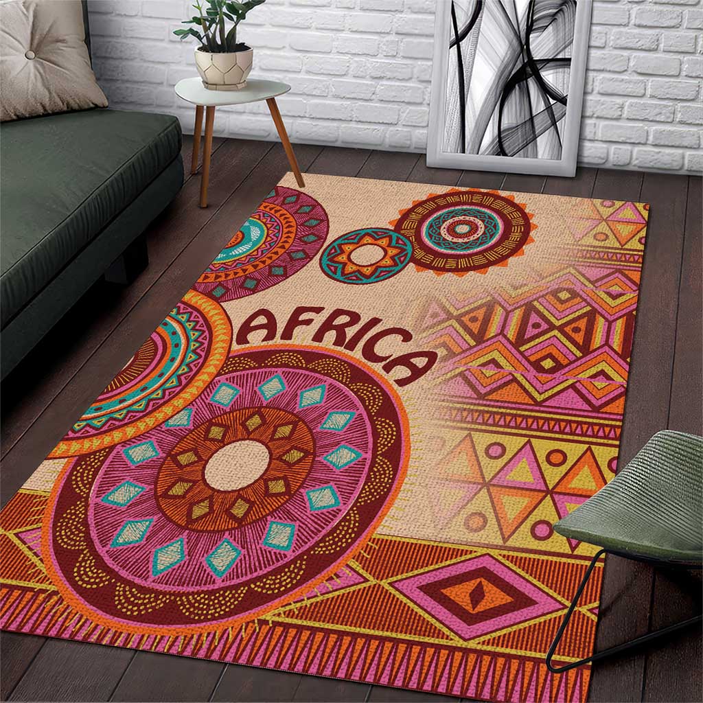 Africa Tribal Traditional Pattern Area Rug Beige Motif LT9 - Wonder Print Shop