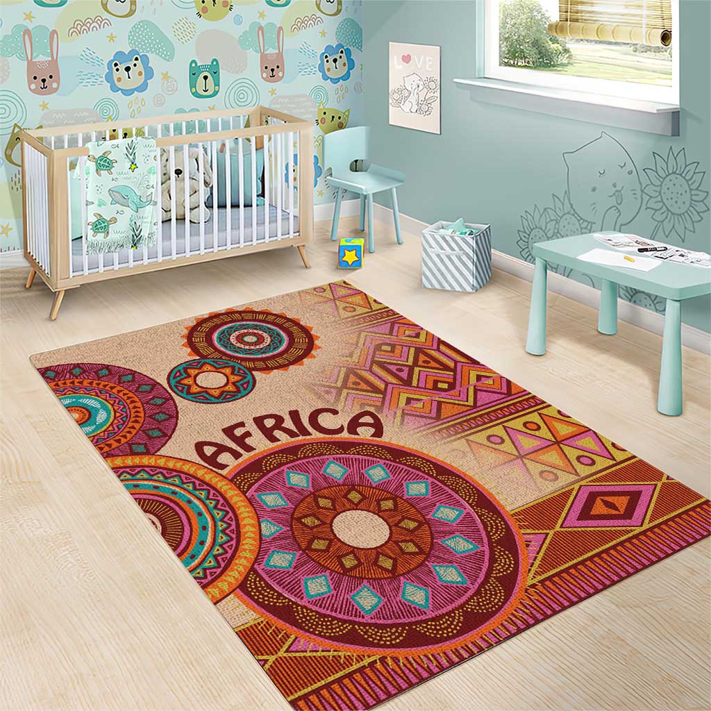 Africa Tribal Traditional Pattern Area Rug Beige Motif LT9 - Wonder Print Shop