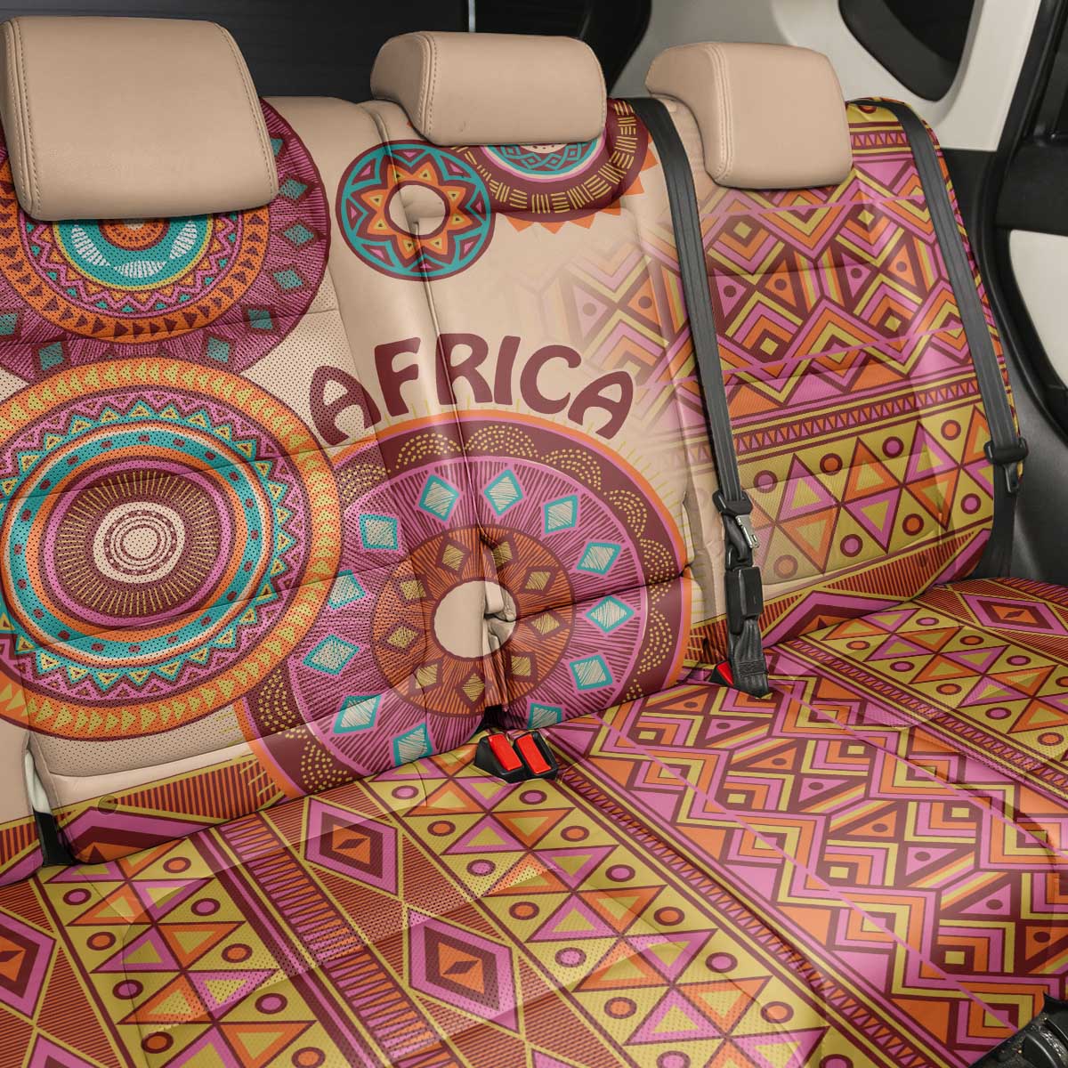 Africa Tribal Traditional Pattern Back Car Seat Cover Beige Motif LT9 - Wonder Print Shop