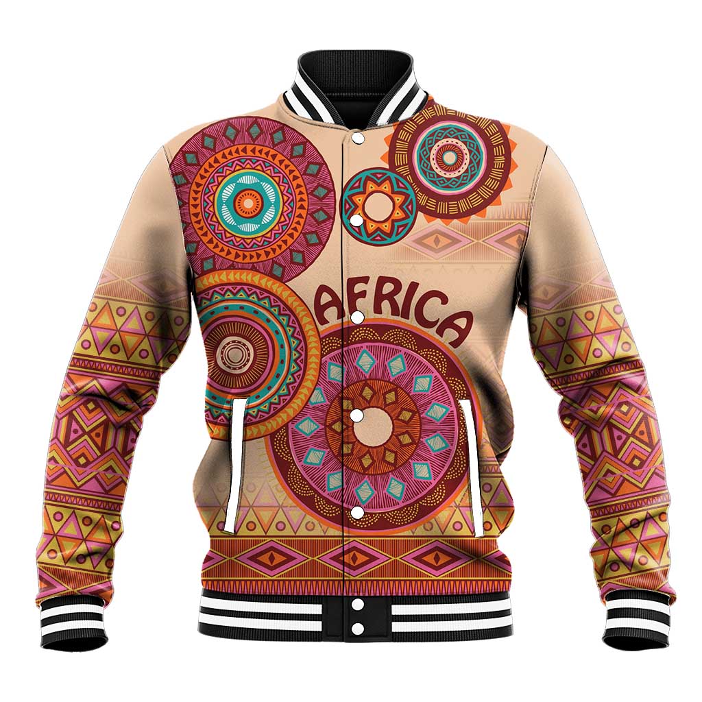Africa Tribal Traditional Pattern Baseball Jacket Beige Motif LT9 - Wonder Print Shop