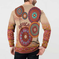 Africa Tribal Traditional Pattern Button Sweatshirt Beige Motif LT9 - Wonder Print Shop