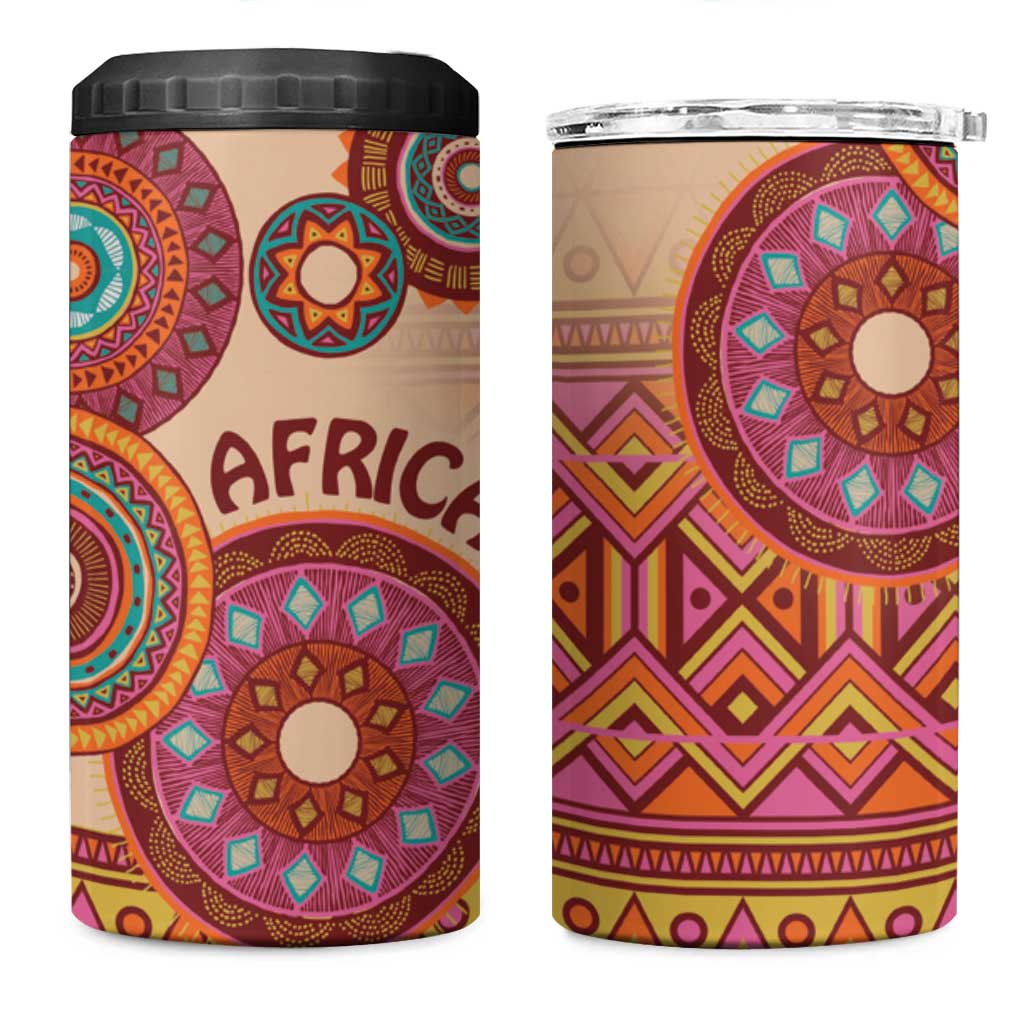 Africa Tribal Traditional Pattern 4 in 1 Can Cooler Tumbler Beige Motif LT9 - Wonder Print Shop