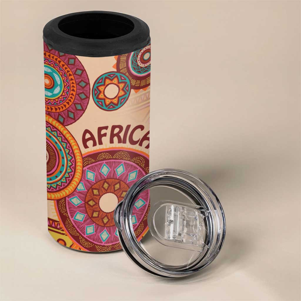 Africa Tribal Traditional Pattern 4 in 1 Can Cooler Tumbler Beige Motif LT9 - Wonder Print Shop