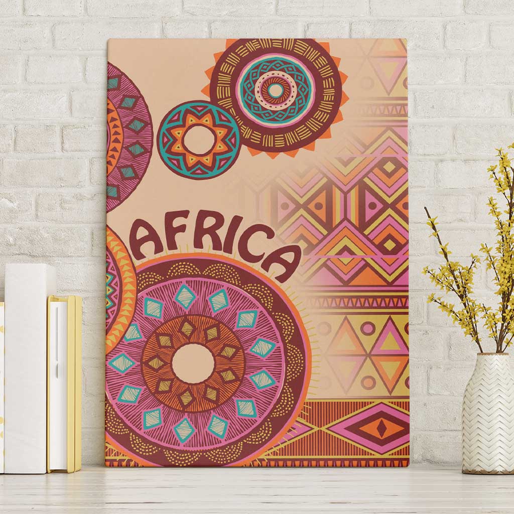 Africa Tribal Traditional Pattern Canvas Wall Art Beige Motif LT9 - Wonder Print Shop