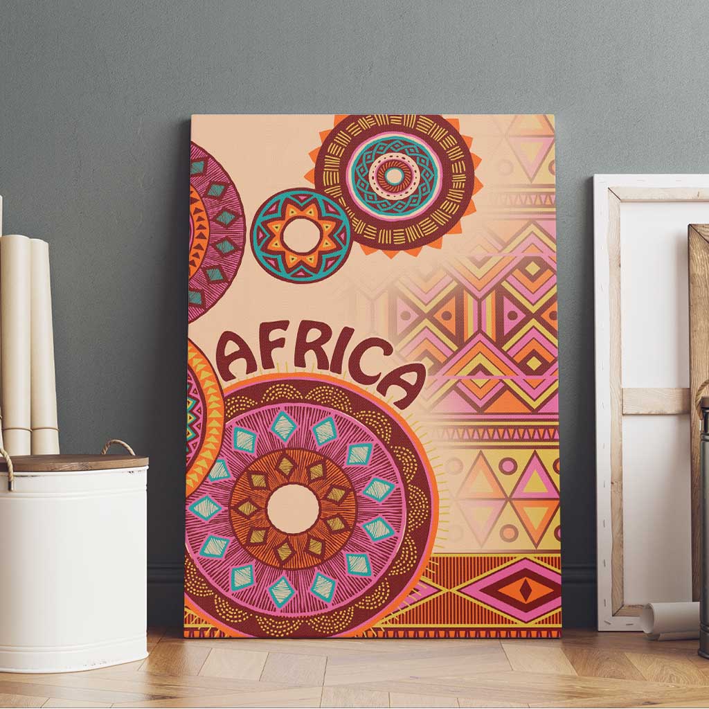 Africa Tribal Traditional Pattern Canvas Wall Art Beige Motif LT9 - Wonder Print Shop