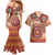 Africa Tribal Traditional Pattern Couples Matching Mermaid Dress and Hawaiian Shirt Beige Motif LT9 - Wonder Print Shop