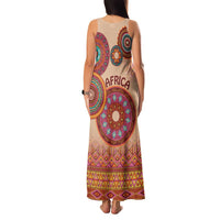 Africa Tribal Traditional Pattern Family Matching Tank Maxi Dress and Hawaiian Shirt Beige Motif - Wonder Print Shop