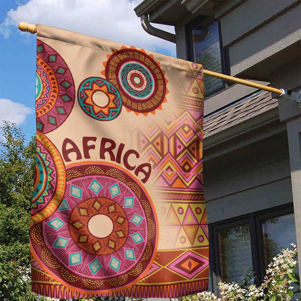 Africa Tribal Traditional Pattern Garden Flag Beige Motif - Wonder Print Shop