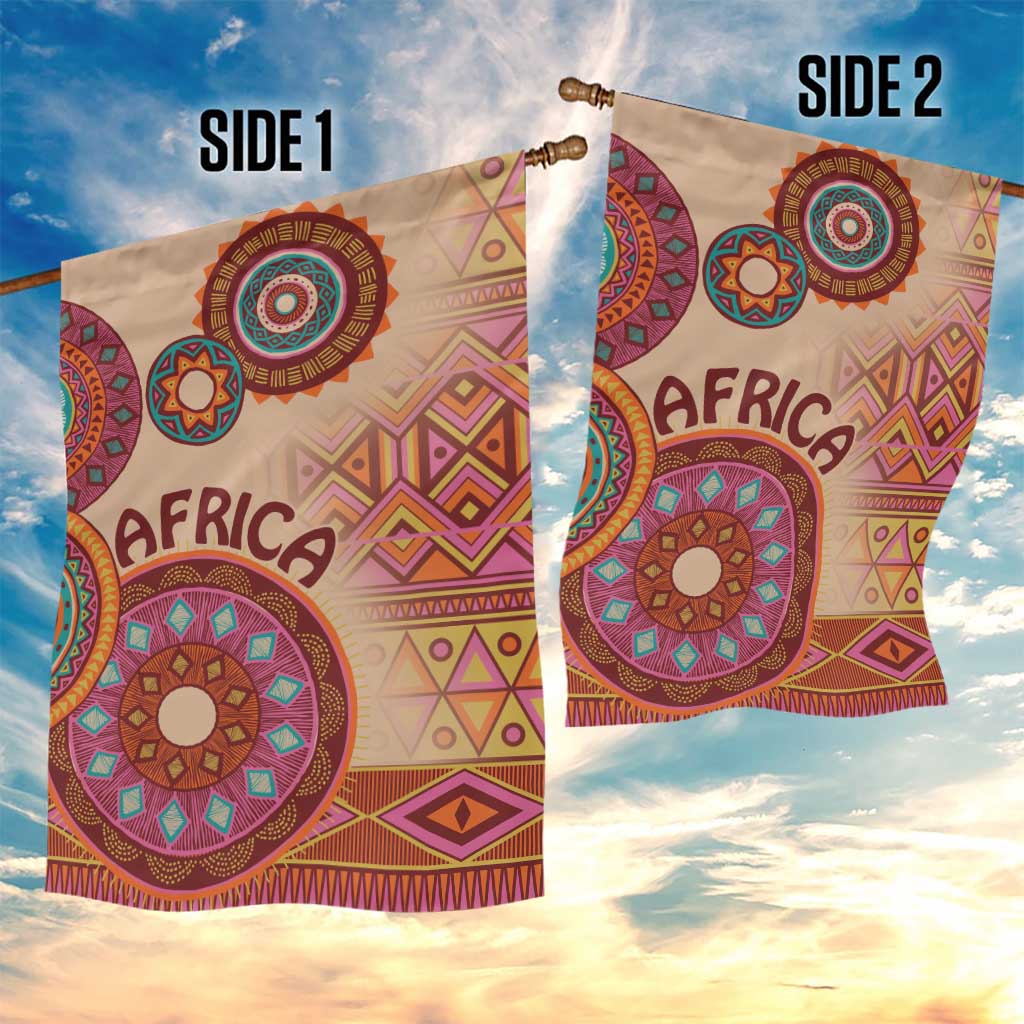 Africa Tribal Traditional Pattern Garden Flag Beige Motif - Wonder Print Shop