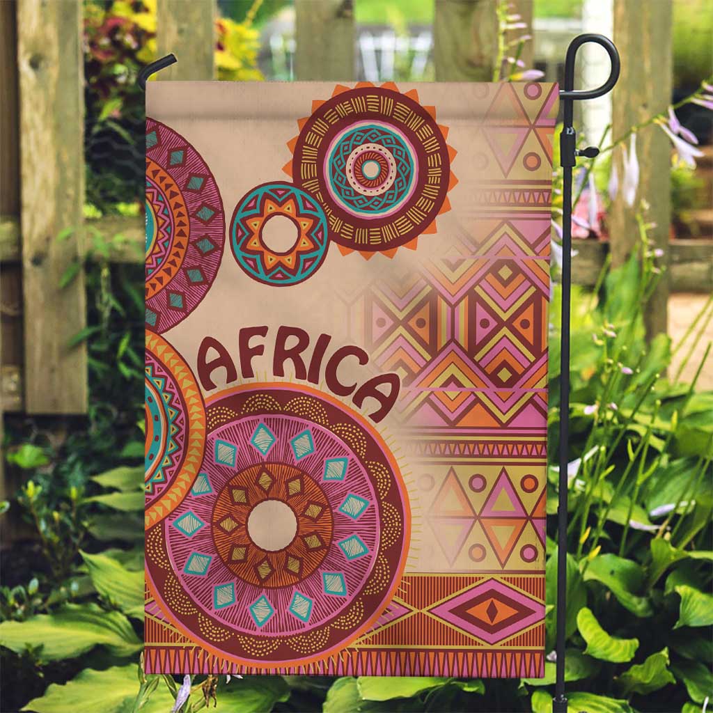 Africa Tribal Traditional Pattern Garden Flag Beige Motif - Wonder Print Shop