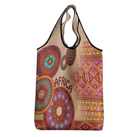 Africa Tribal Traditional Pattern Grocery Bag Beige Motif