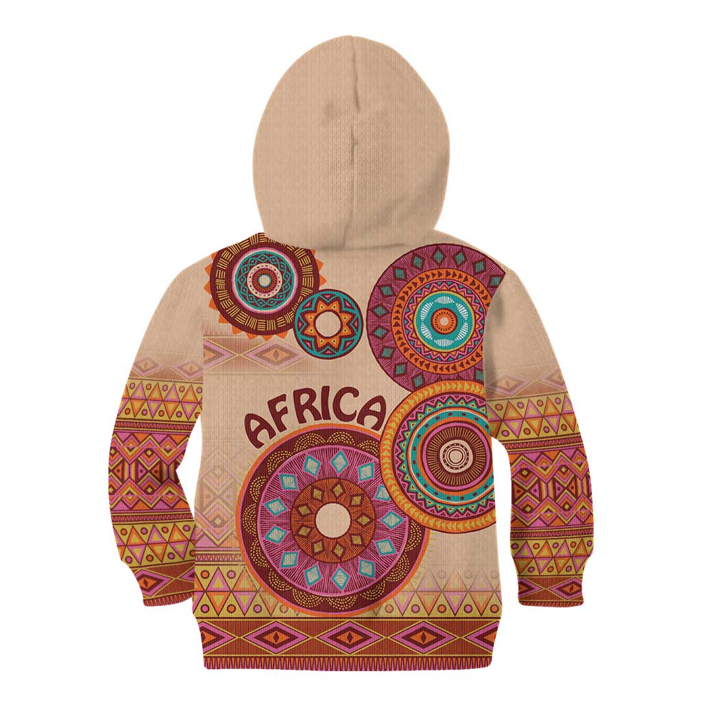 Africa Tribal Traditional Pattern Kid Hoodie Beige Motif - Wonder Print Shop