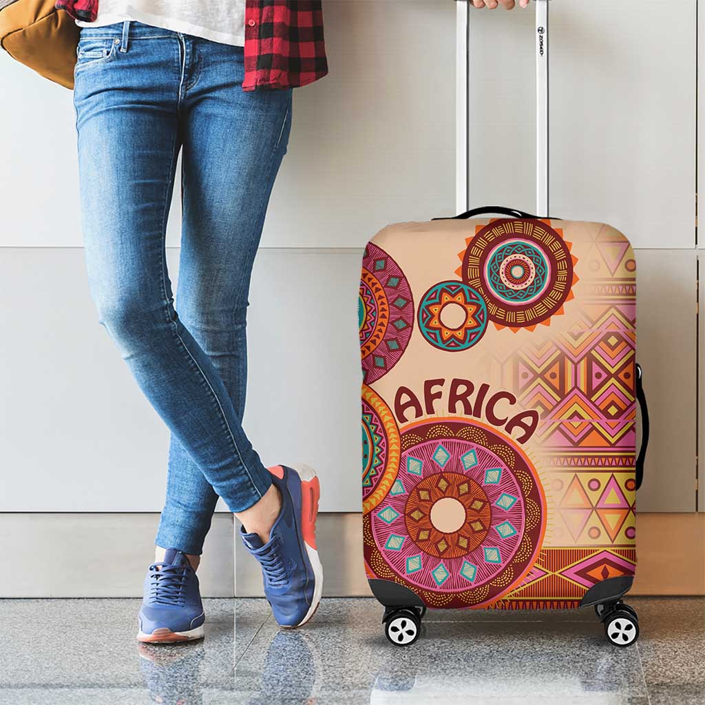 Africa Tribal Traditional Pattern Luggage Cover Beige Motif - Wonder Print Shop