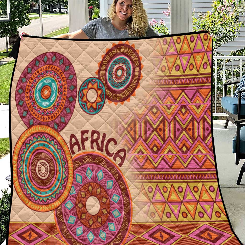 Africa Tribal Traditional Pattern Quilt Beige Motif - Wonder Print Shop