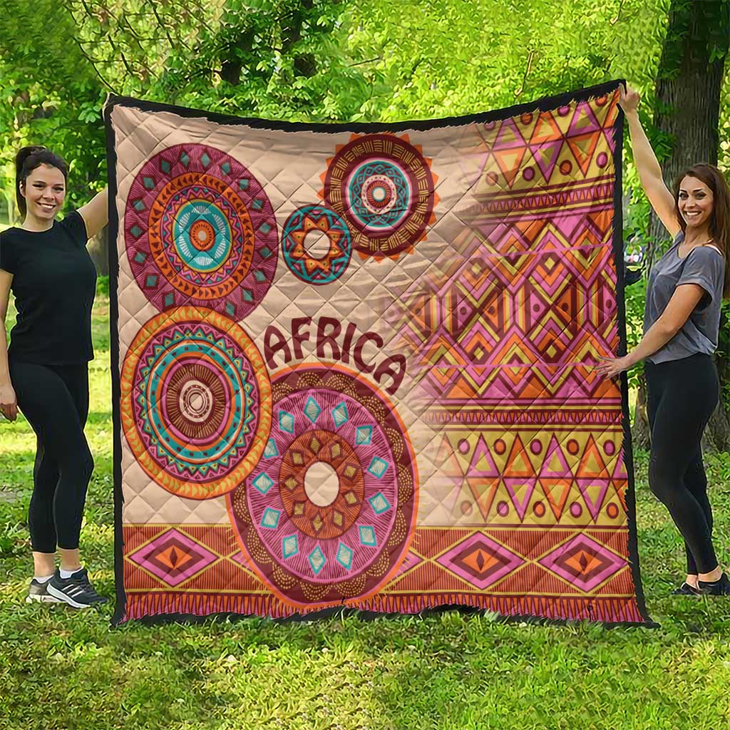 Africa Tribal Traditional Pattern Quilt Beige Motif - Wonder Print Shop