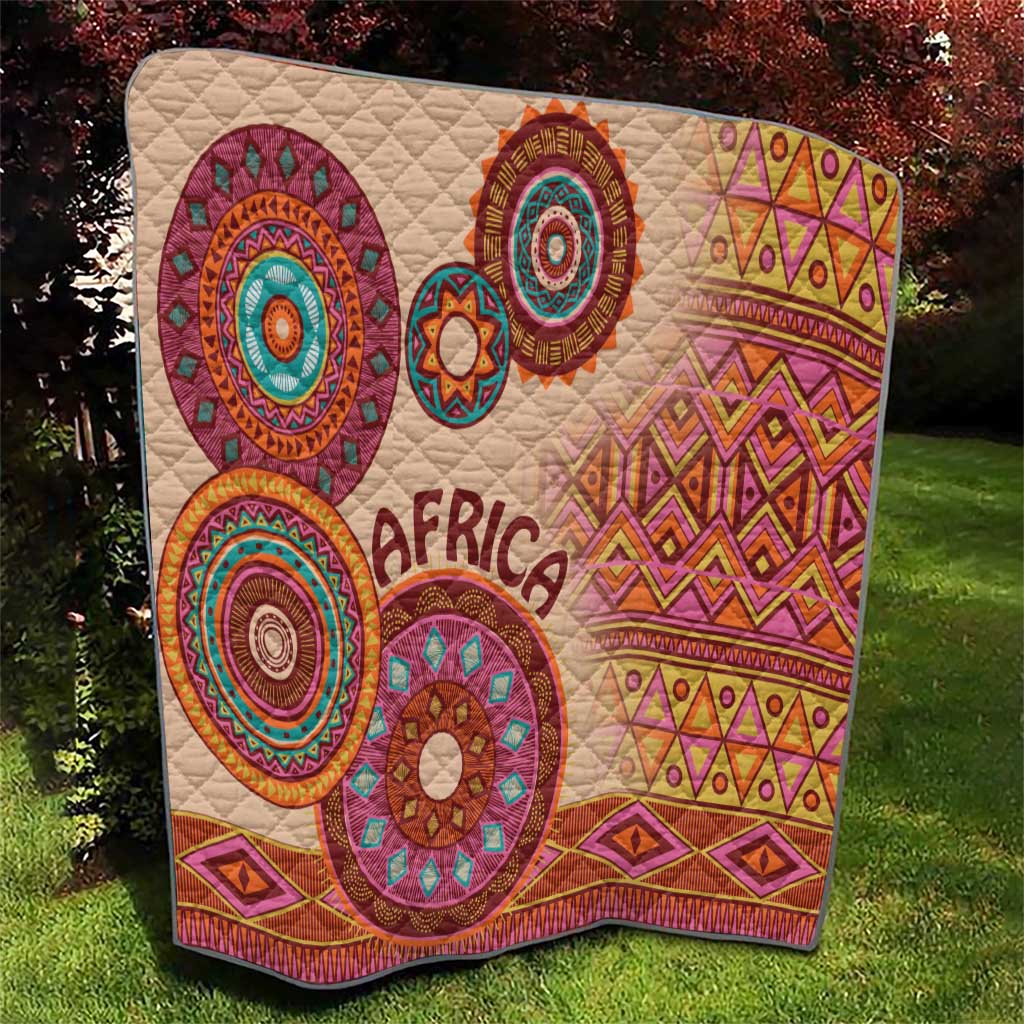 Africa Tribal Traditional Pattern Quilt Beige Motif - Wonder Print Shop