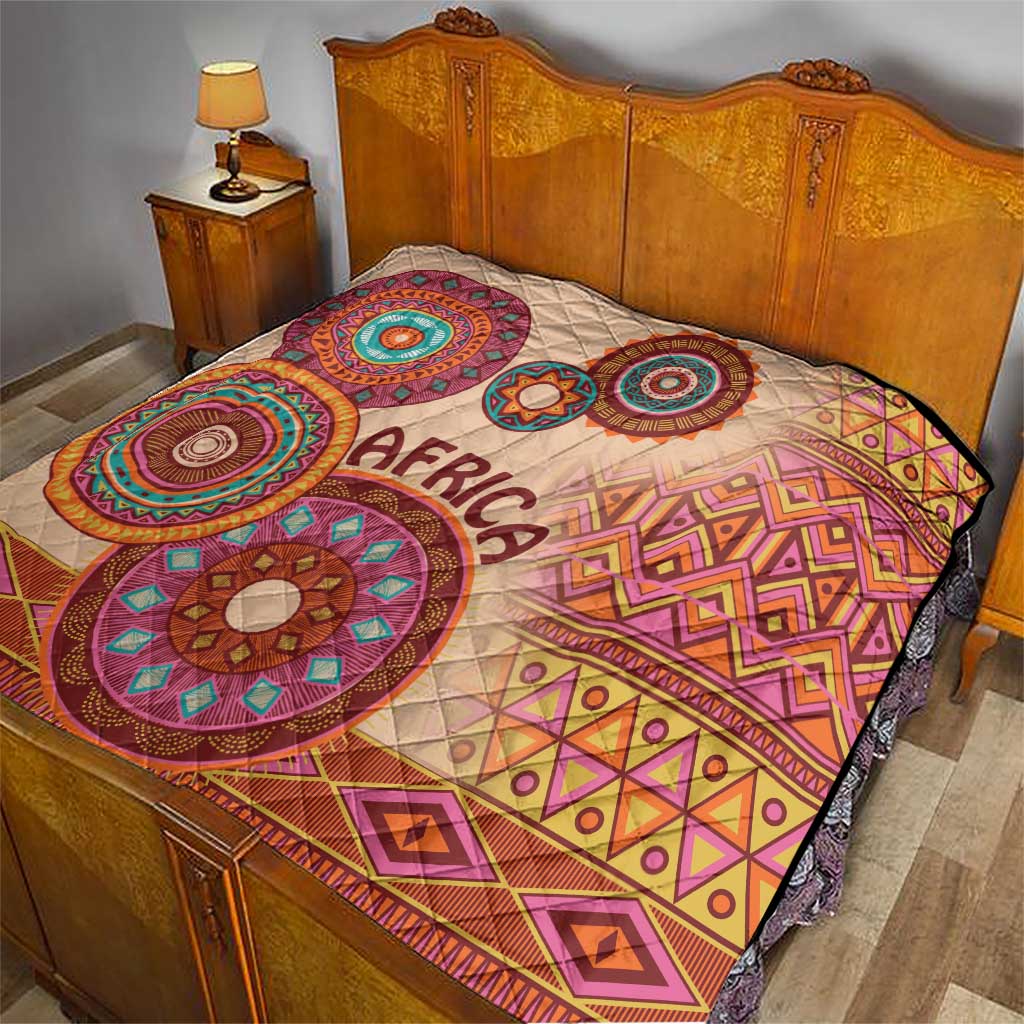 Africa Tribal Traditional Pattern Quilt Beige Motif - Wonder Print Shop