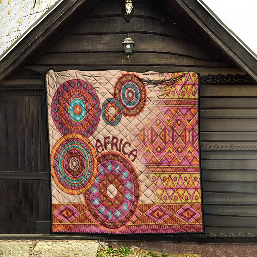 Africa Tribal Traditional Pattern Quilt Beige Motif - Wonder Print Shop