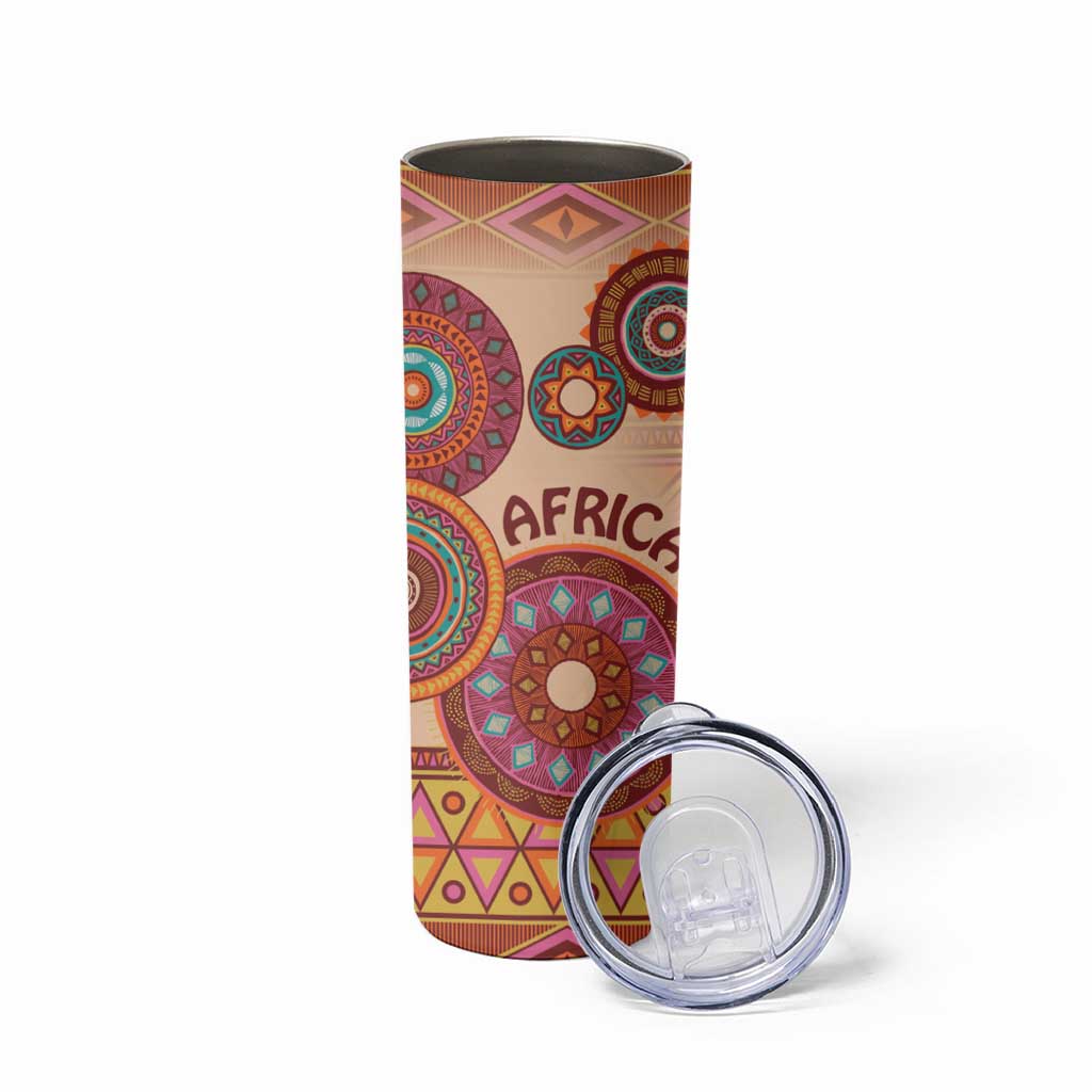 Africa Tribal Traditional Pattern Skinny Tumbler Beige Motif - Wonder Print Shop