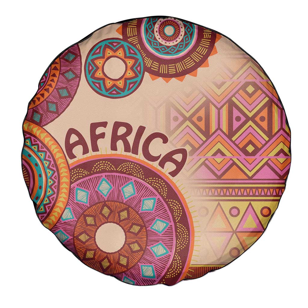 Africa Tribal Traditional Pattern Spare Tire Cover Beige Motif - Wonder Print Shop
