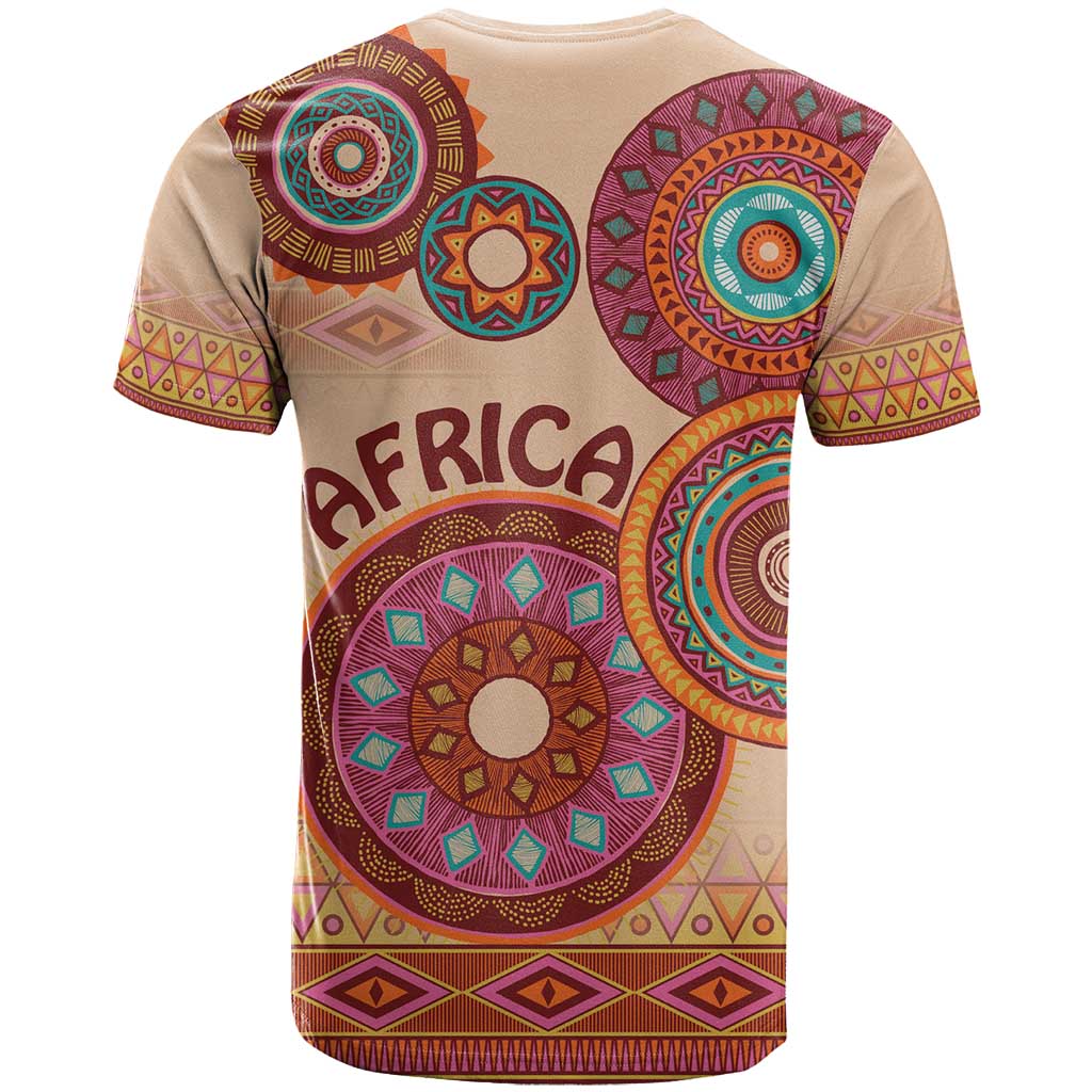 Africa Tribal Traditional Pattern T Shirt Beige Motif - Wonder Print Shop