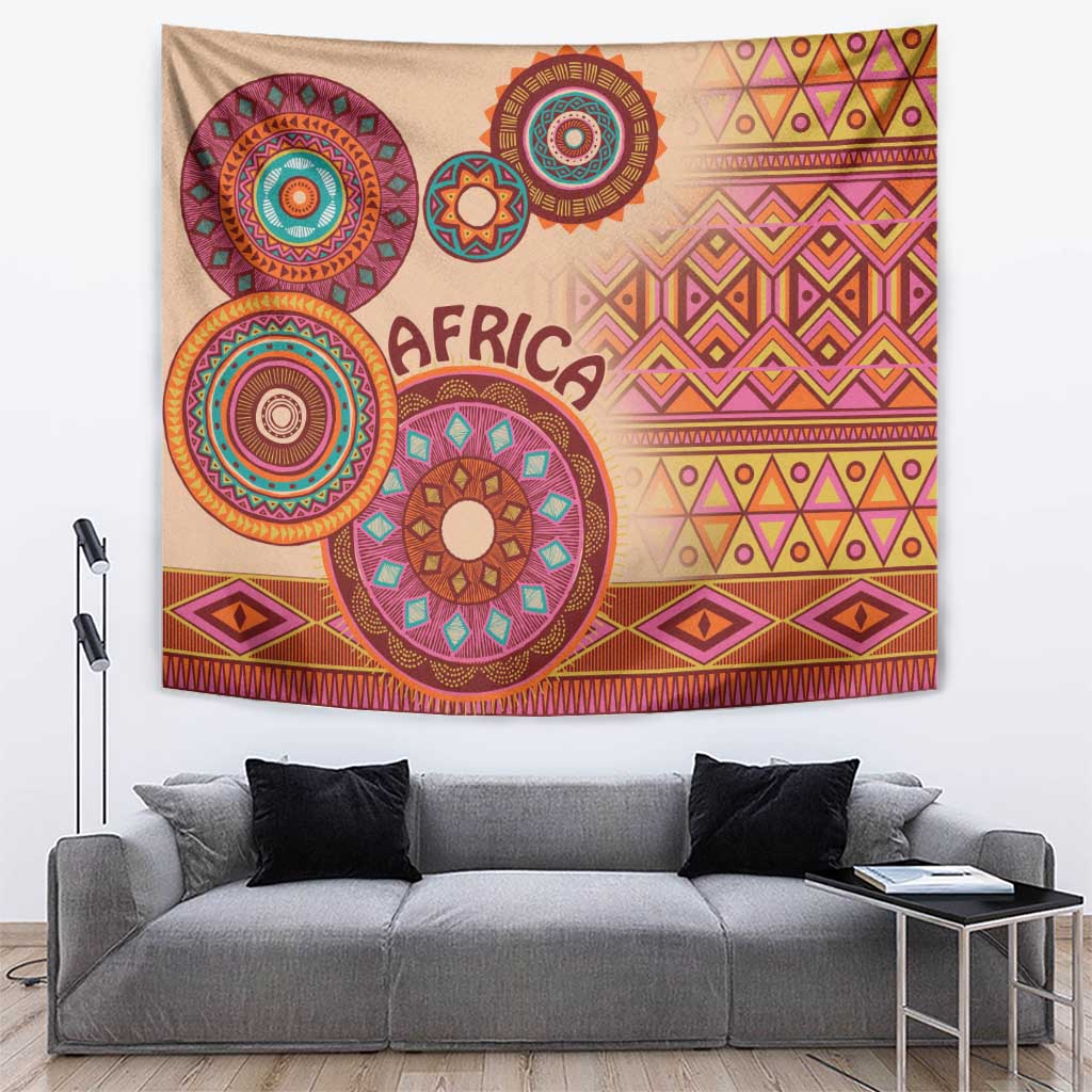 Africa Tribal Traditional Pattern Tapestry Beige Motif - Wonder Print Shop