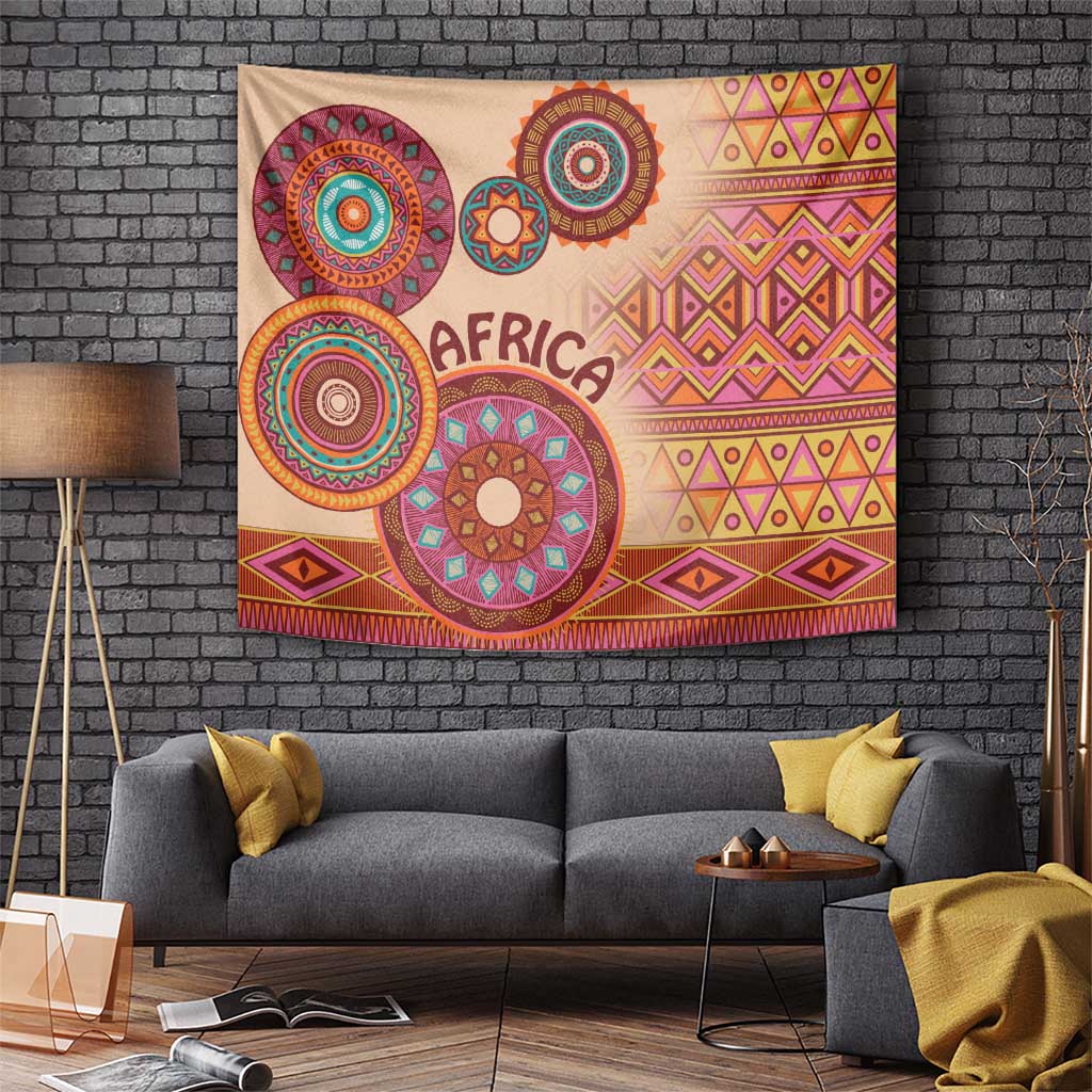 Africa Tribal Traditional Pattern Tapestry Beige Motif - Wonder Print Shop