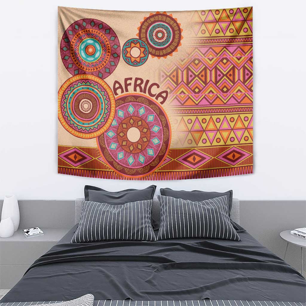 Africa Tribal Traditional Pattern Tapestry Beige Motif - Wonder Print Shop