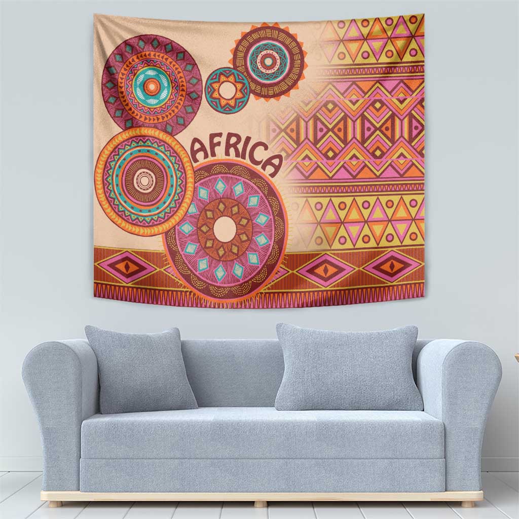 Africa Tribal Traditional Pattern Tapestry Beige Motif - Wonder Print Shop