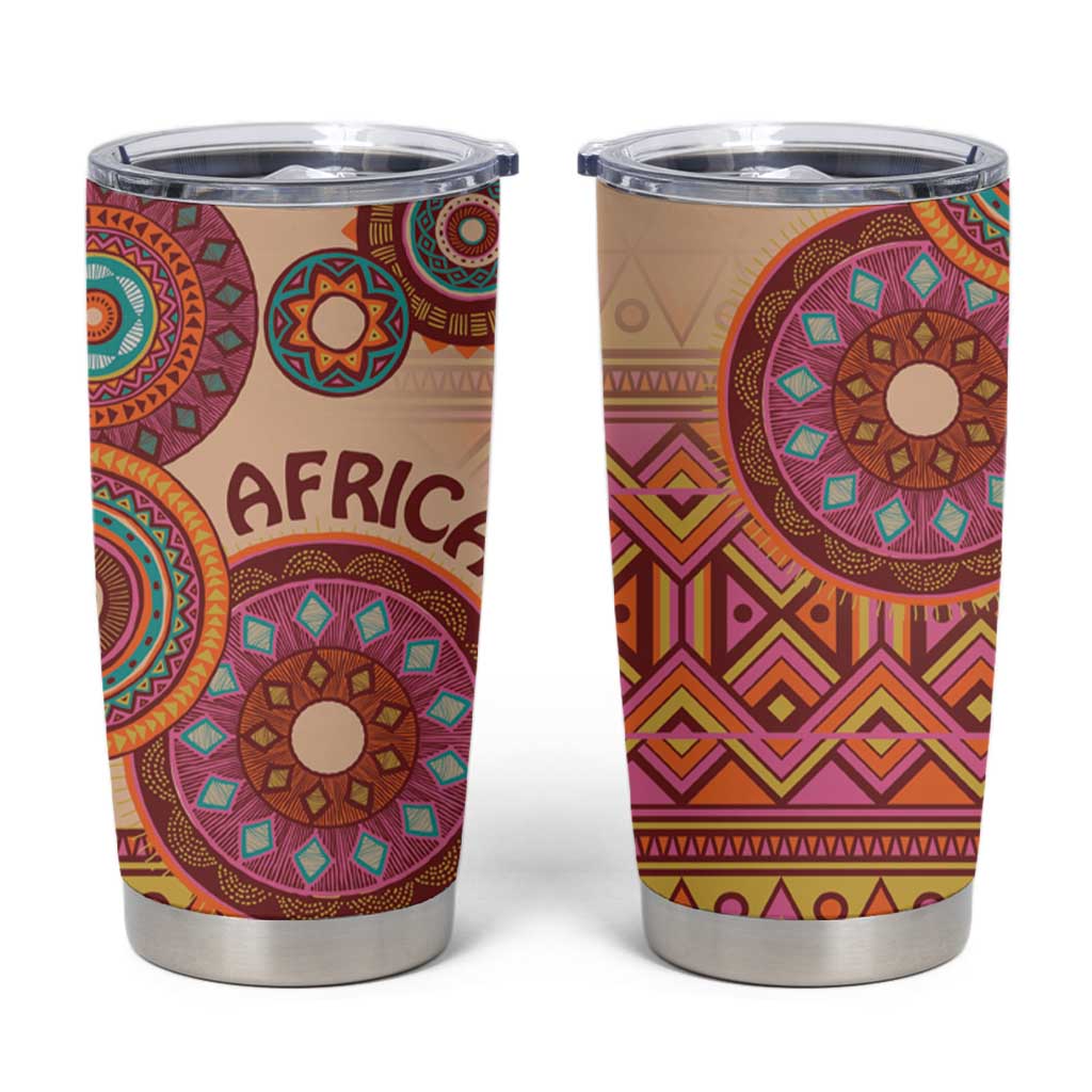 Africa Tribal Traditional Pattern Tumbler Cup Beige Motif - Wonder Print Shop