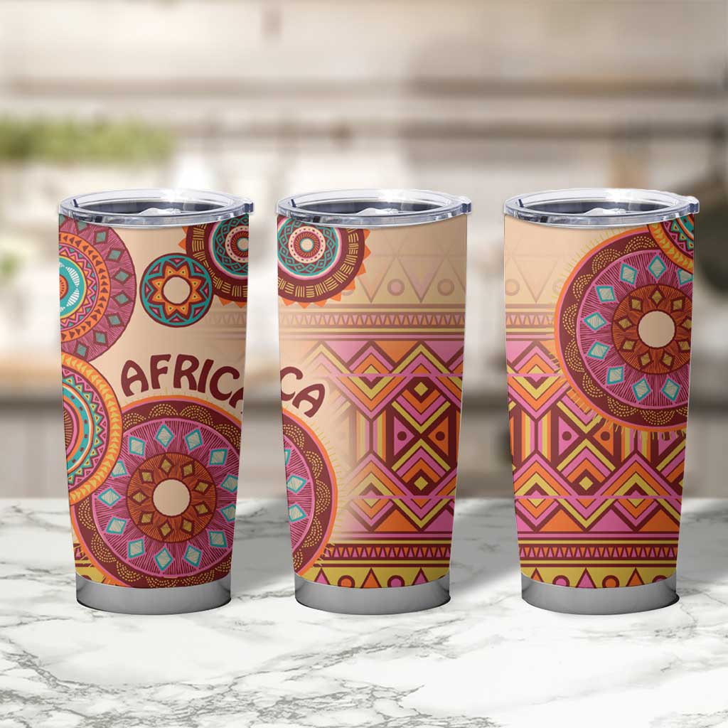 Africa Tribal Traditional Pattern Tumbler Cup Beige Motif - Wonder Print Shop
