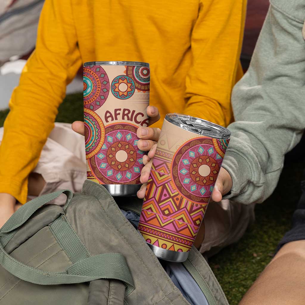 Africa Tribal Traditional Pattern Tumbler Cup Beige Motif - Wonder Print Shop