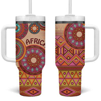 Africa Tribal Traditional Pattern Tumbler With Handle Beige Motif - Wonder Print Shop