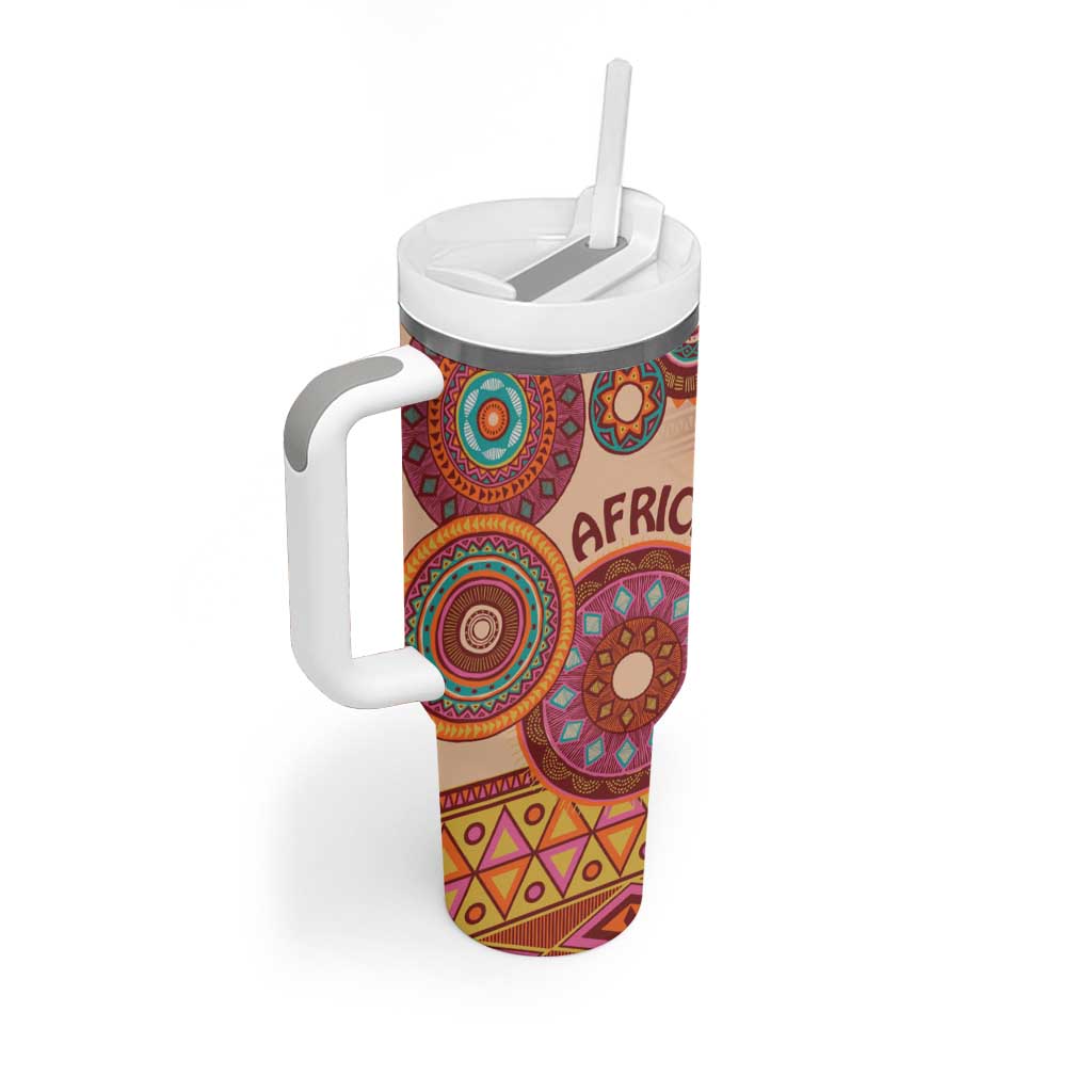 Africa Tribal Traditional Pattern Tumbler With Handle Beige Motif - Wonder Print Shop