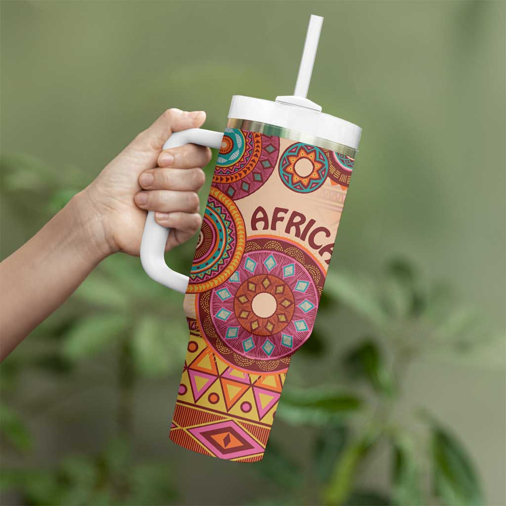 Africa Tribal Traditional Pattern Tumbler With Handle Beige Motif - Wonder Print Shop