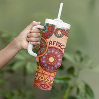 Africa Tribal Traditional Pattern Tumbler With Handle Beige Motif - Wonder Print Shop