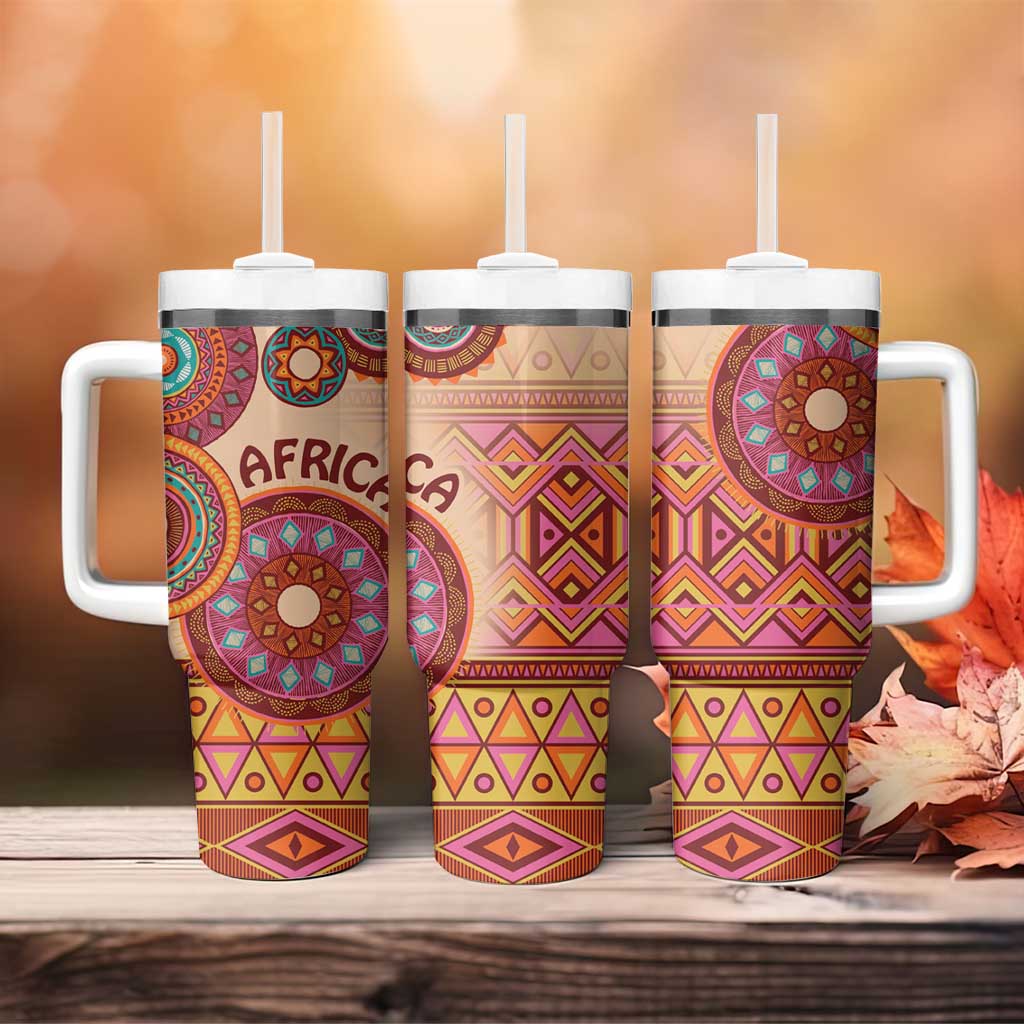 Africa Tribal Traditional Pattern Tumbler With Handle Beige Motif - Wonder Print Shop