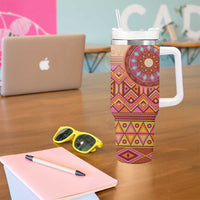 Africa Tribal Traditional Pattern Tumbler With Handle Beige Motif - Wonder Print Shop